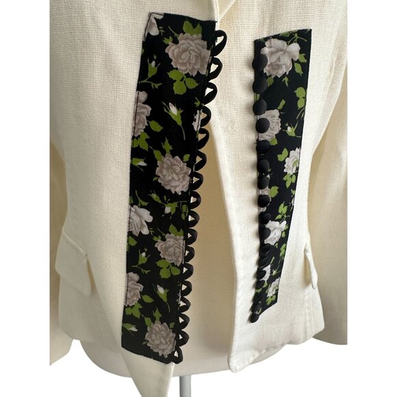 DOLCE & GABBANA Cream Floral Rose Buttoned Blazer Size IT 44 - Picture 9 of 11